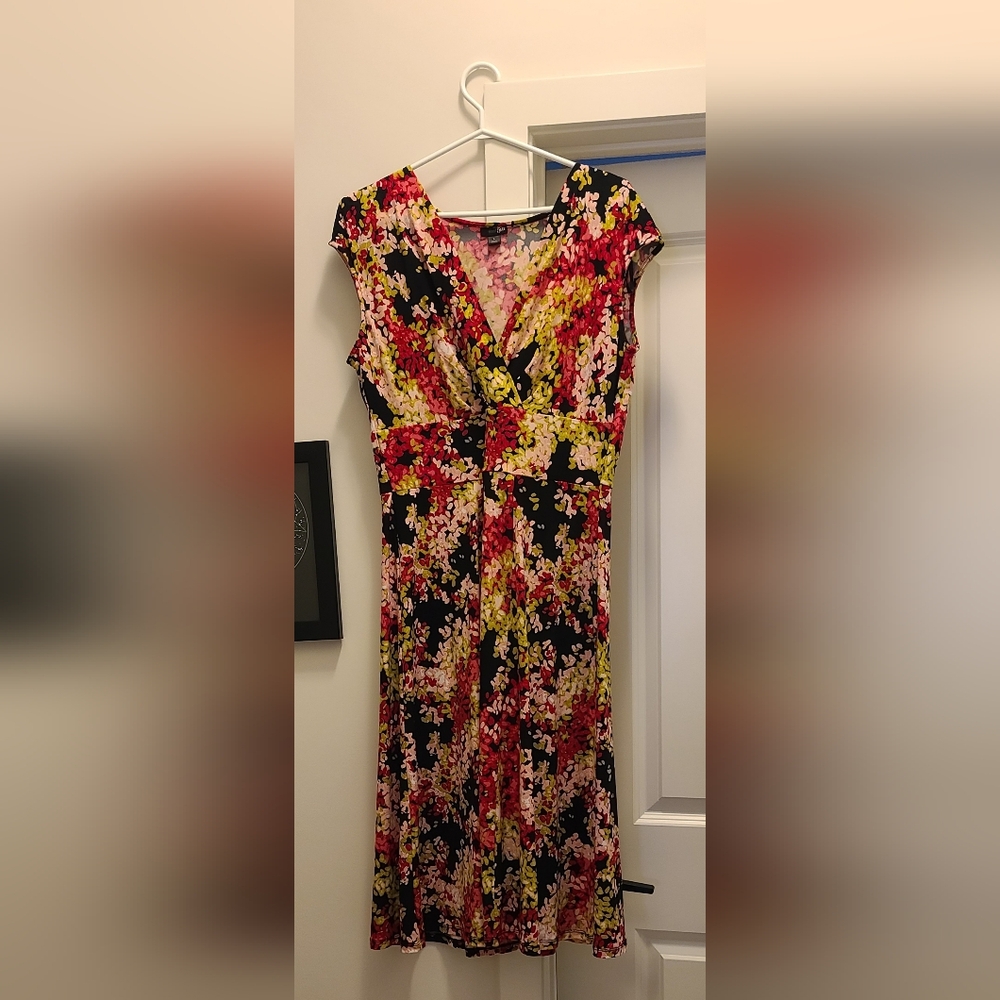 East 5th Red Wrap Ruched Midi Dress for Cocktail